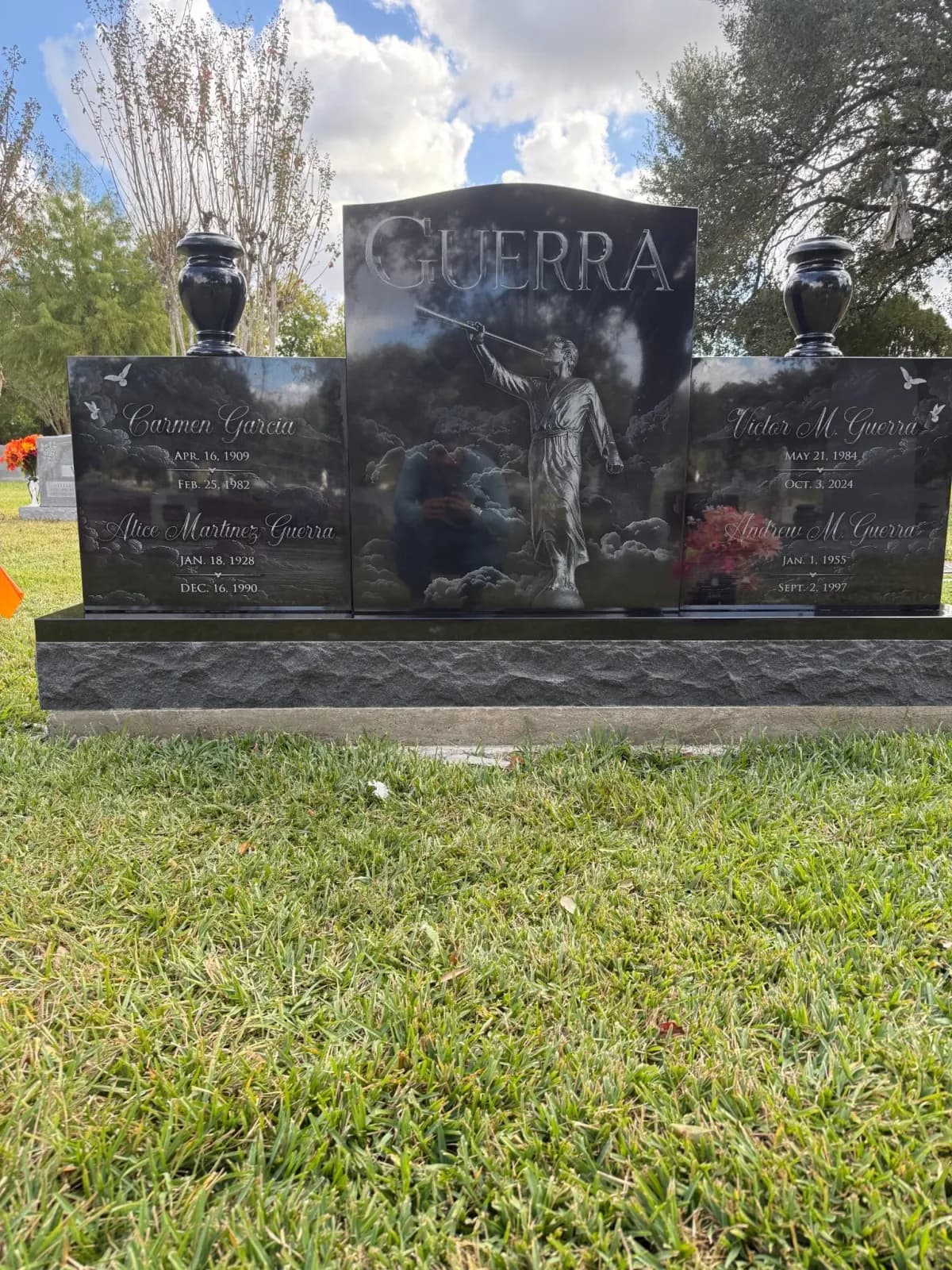 Guerra family upright memorial by Citizen Memorials