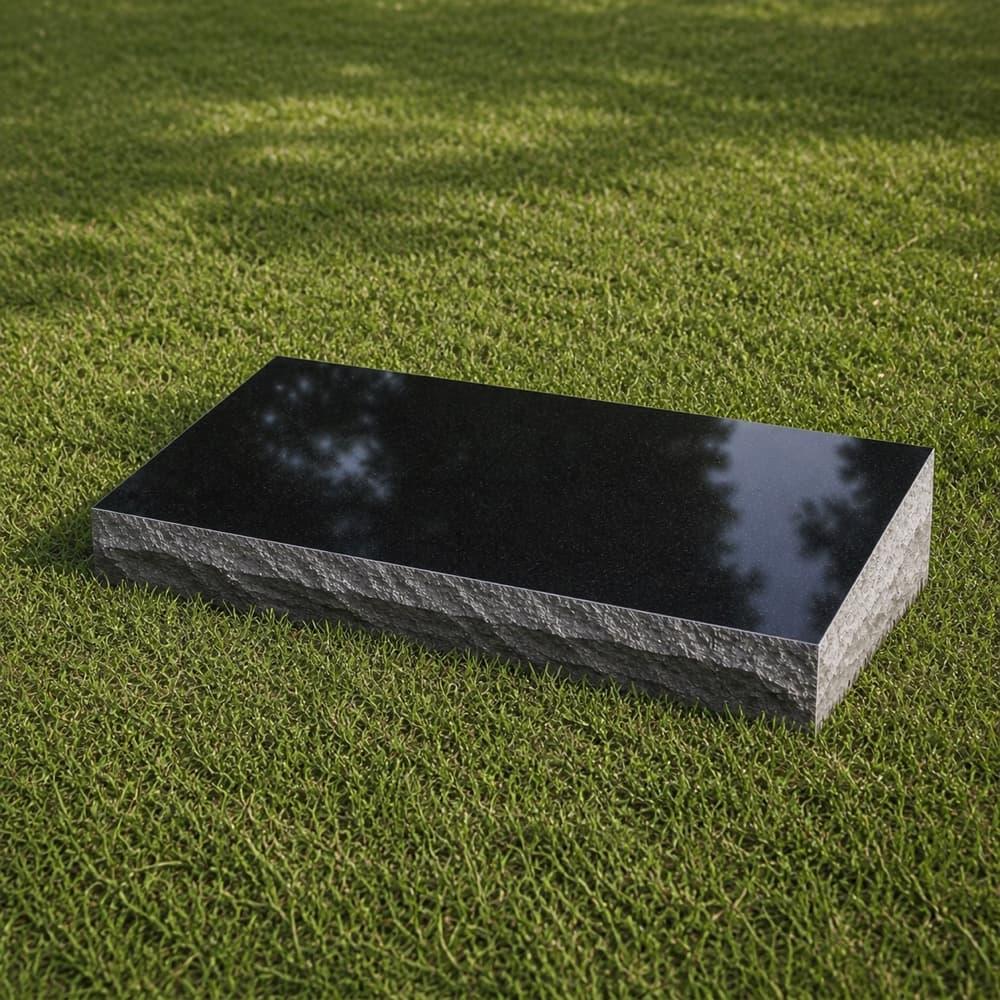 Standard Companion Bevel Pillow Headstone Photo Engraved Black Granite Grave Marker