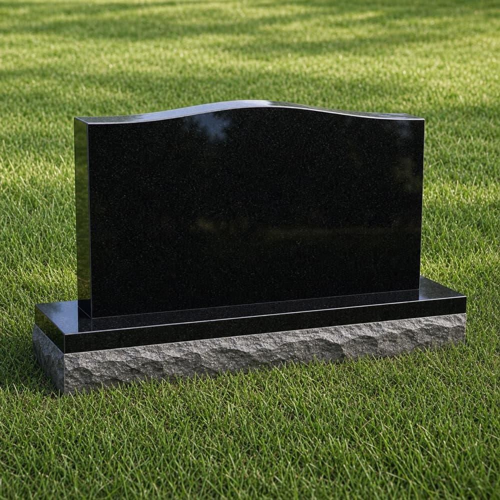 Large Companion Upright Headstone Photo Engraved Black Granite Grave Monument