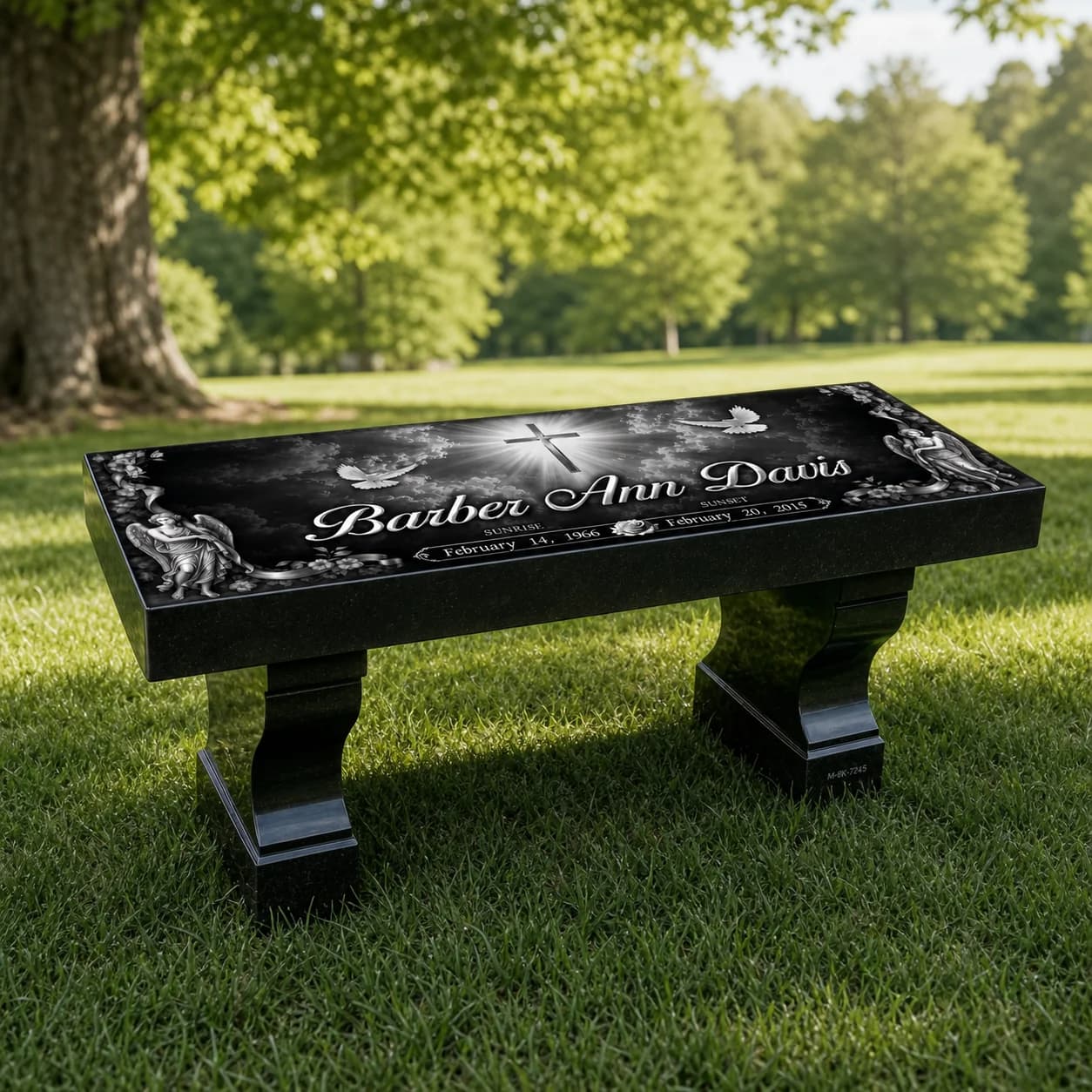 36-Inch Personalized Laser Etched Black Granite Memorial Bench variant