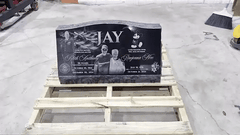 Flower Headstone Black Granite Slant Memorial Grave Marker