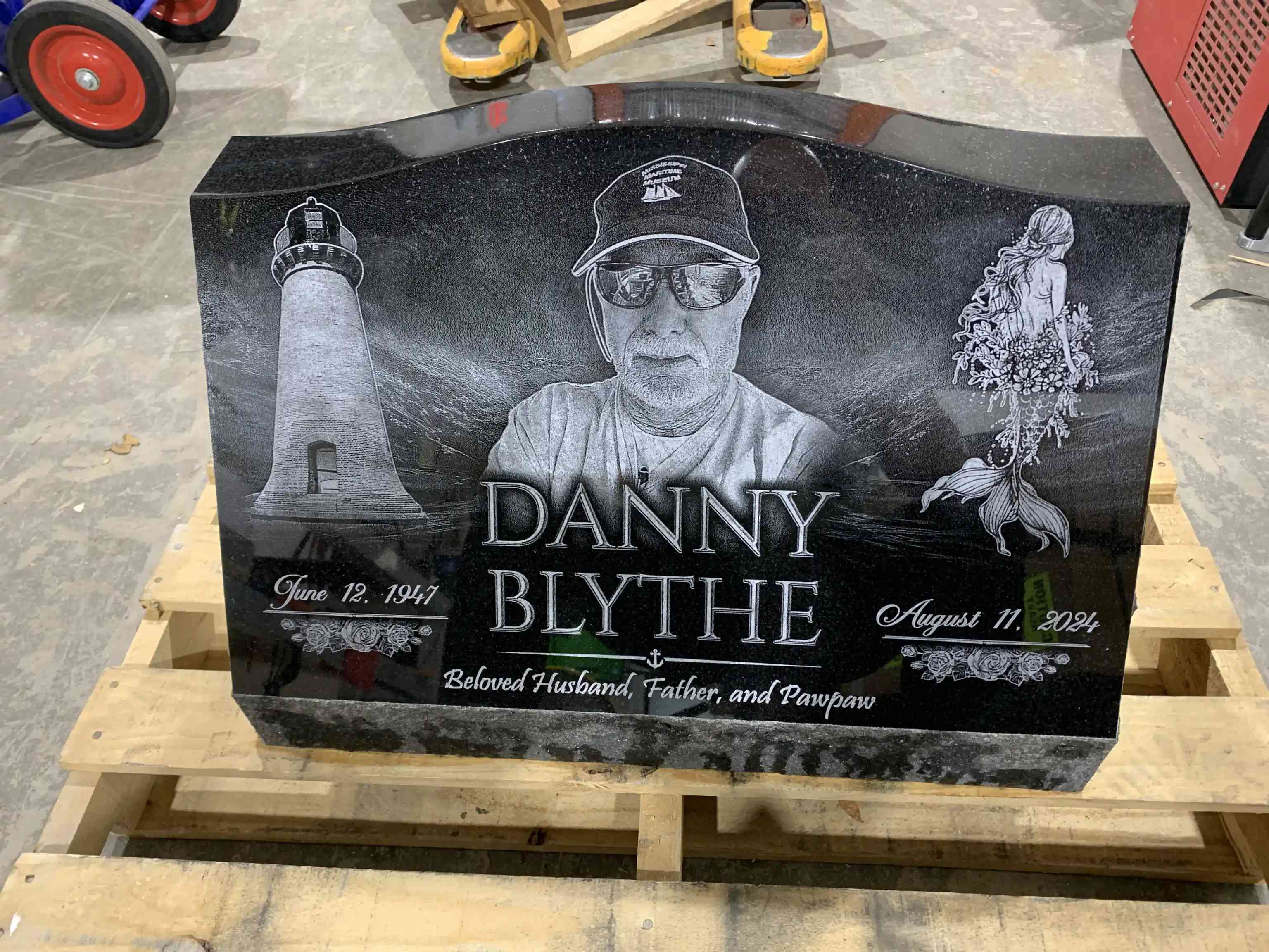 Dog Headstone Black Granite Slant Memorial Grave Marker