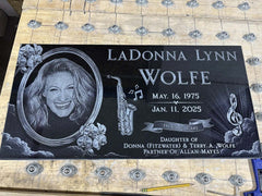 Cat Headstone Black Granite Flat Memorial Grave Marker