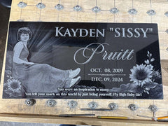 Infant Headstone Black Granite Flat Memorial Grave Marker