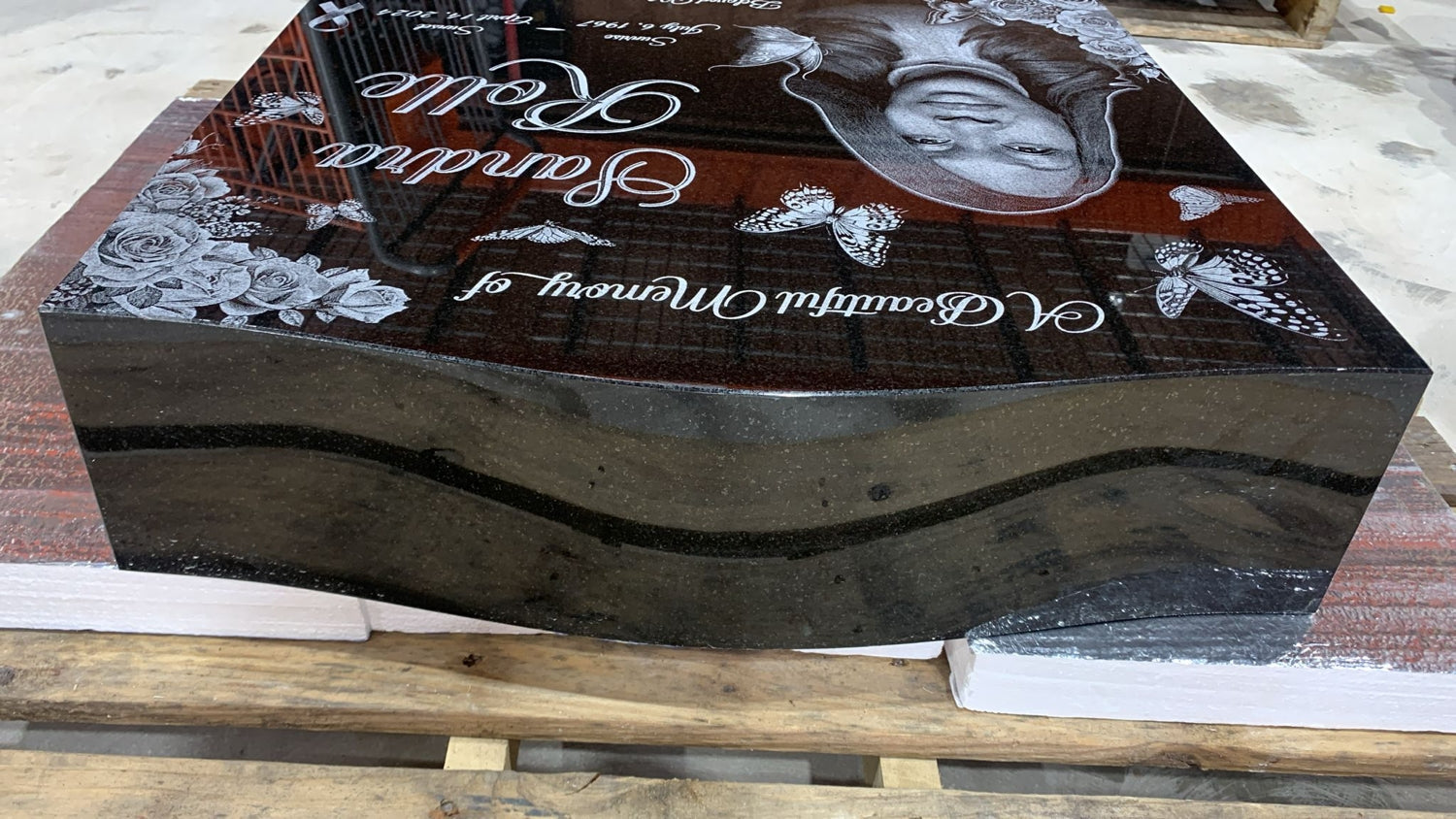 Cross Headstone Black Granite Upright Grave Monument