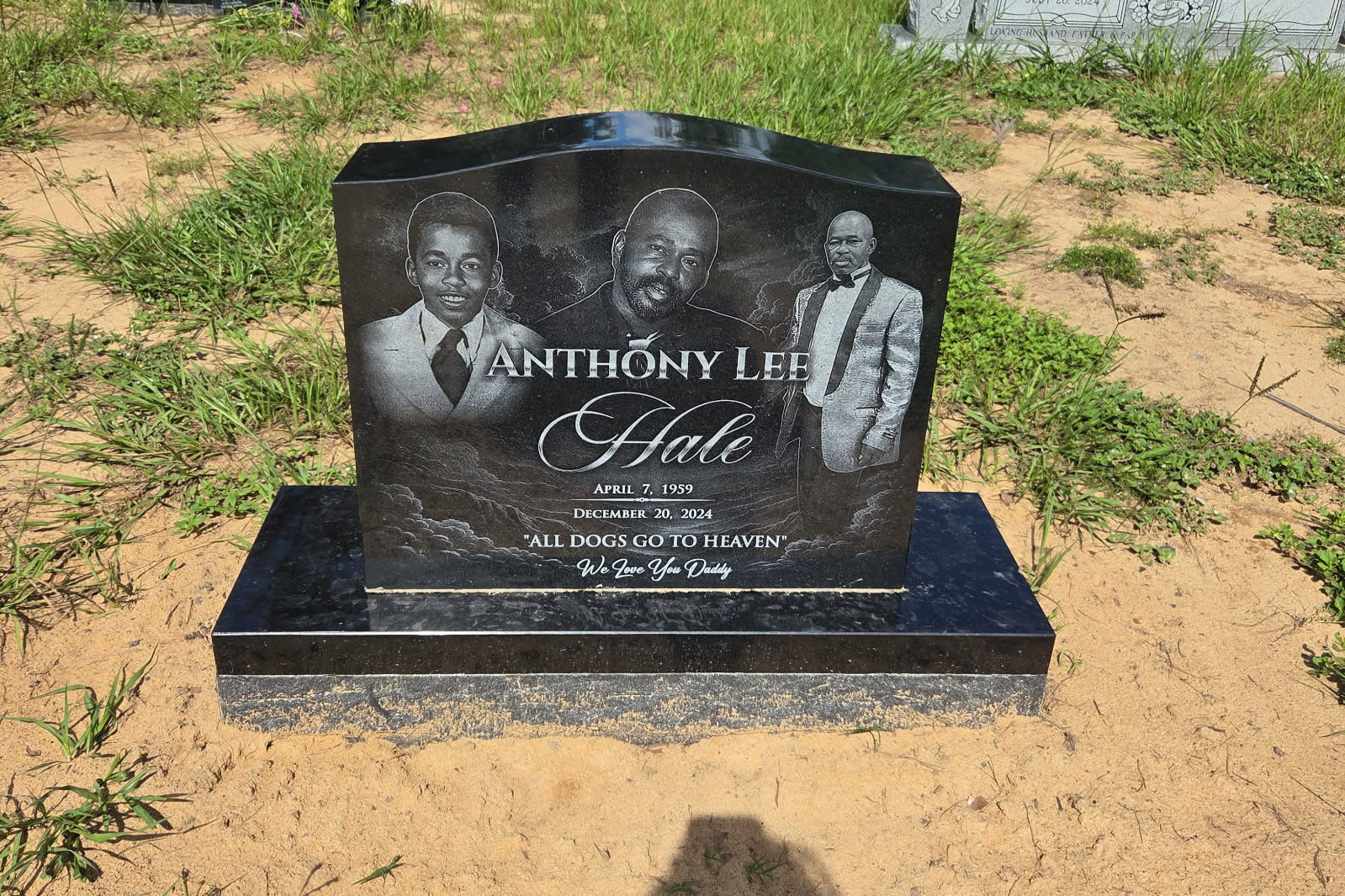 Dog Headstone Black Granite Upright Grave Monument