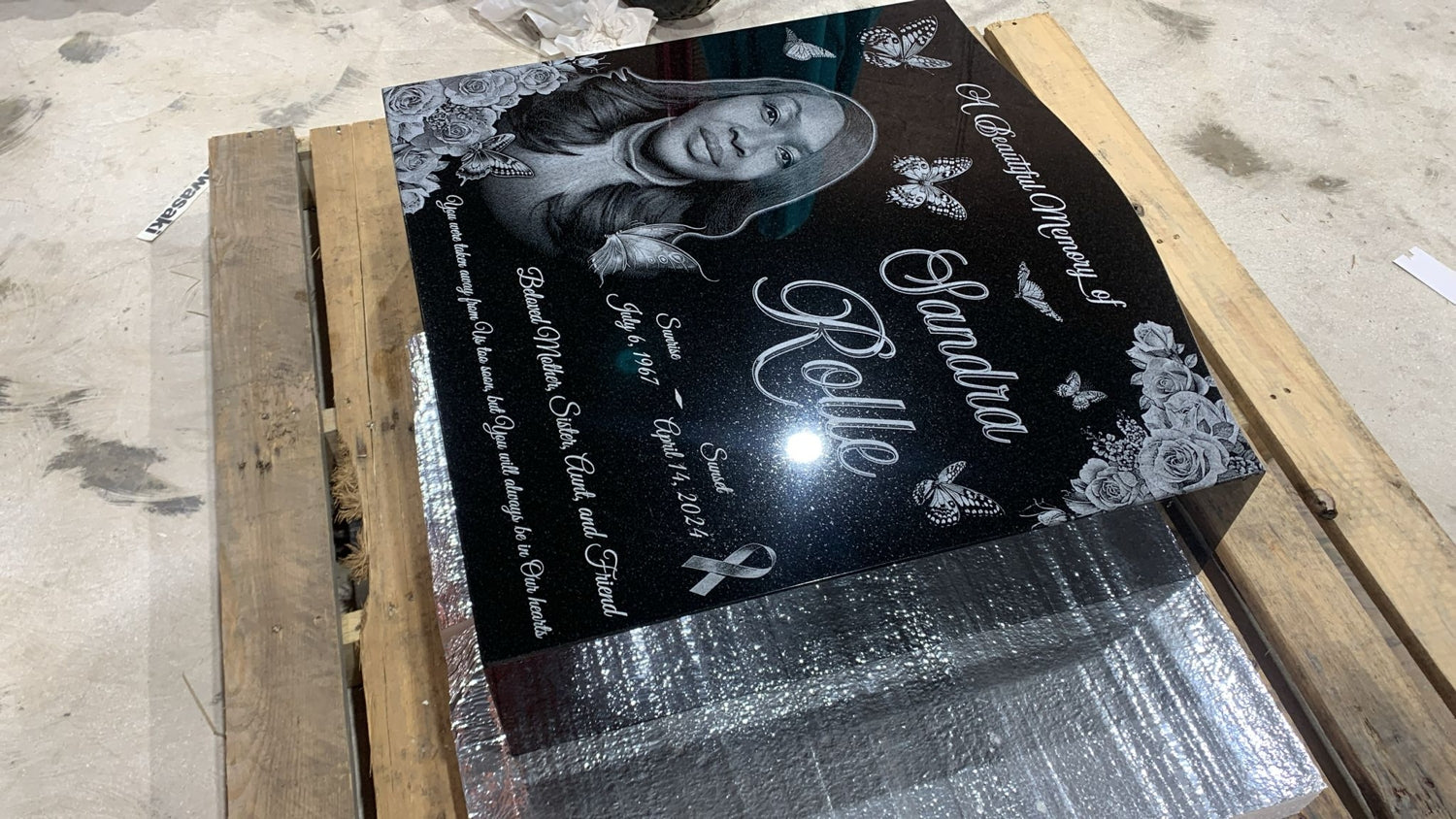 Cross Headstone Black Granite Upright Grave Monument