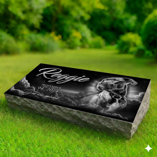 Dog Headstone Black Granite Bevel Memorial Grave Marker