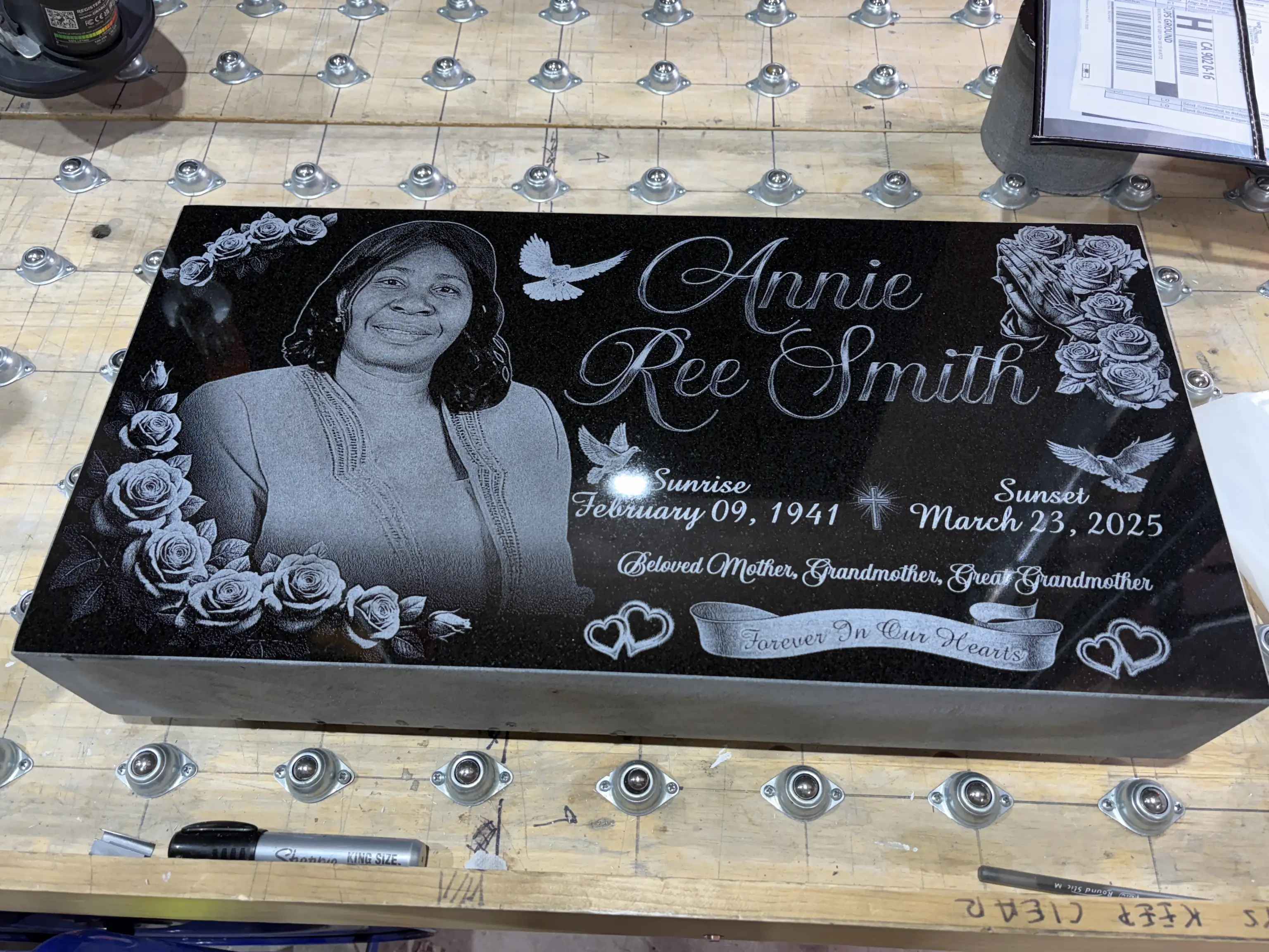 Dog Headstone Black Flat Granite Memorial Grave Marker