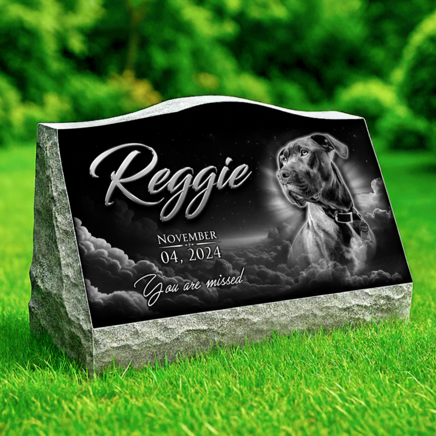 Dog Headstone Black Granite Slant Memorial Grave Marker