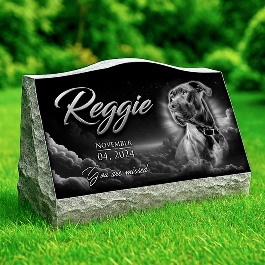 Dog Headstone Black Granite Slant Memorial Grave Marker