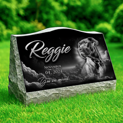 Dog Headstone Black Granite Slant Memorial Grave Marker