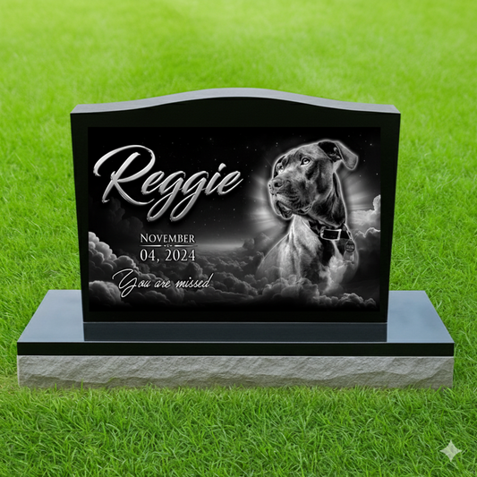 Dog Headstone Black Granite Upright Grave Monument
