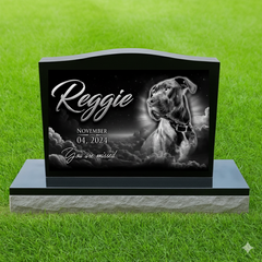 Dog Headstone Black Granite Upright Grave Monument