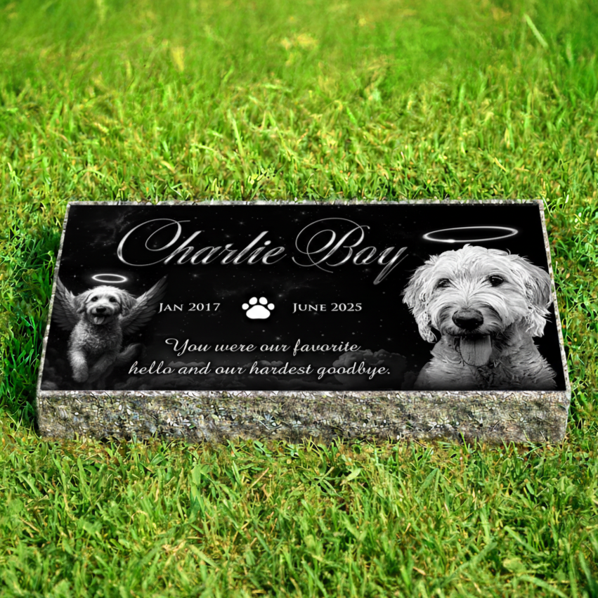 Pet Headstone Black Granite Memorial Flat Grave Marker