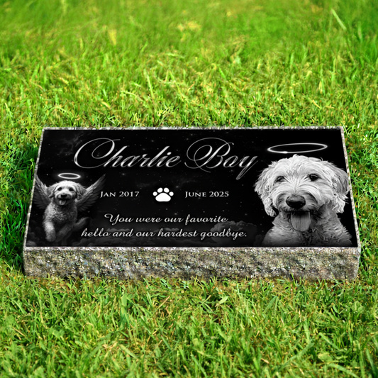 Pet Headstone Black Granite Memorial Flat Grave Marker