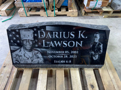 Flower Headstone Black Granite Slant Memorial Grave Marker