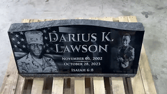 Flower Headstone Black Granite Slant Memorial Grave Marker