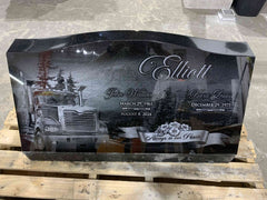 Flower Headstone Black Granite Slant Memorial Grave Marker