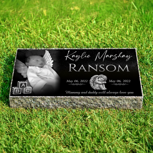 Infant Headstone Black Granite Flat Memorial Grave Marker