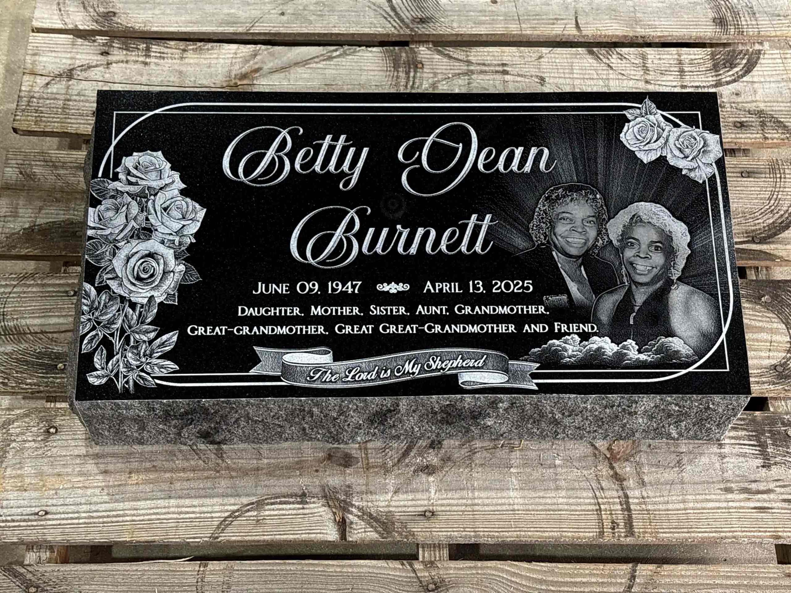 Dog Headstone Black Flat Granite Memorial Grave Marker