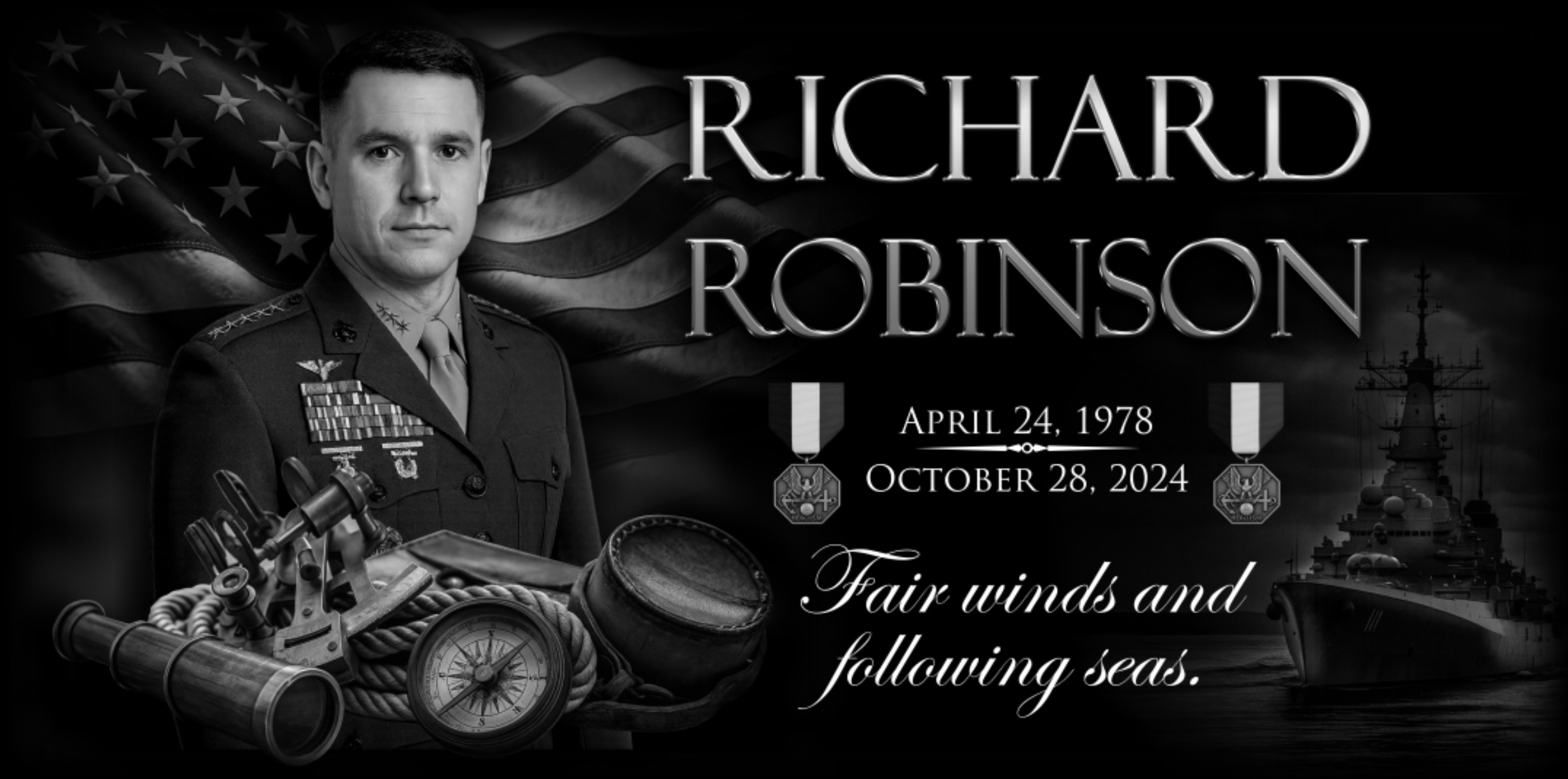 Military Headstone Black Granite Flat Memorial Grave Marker