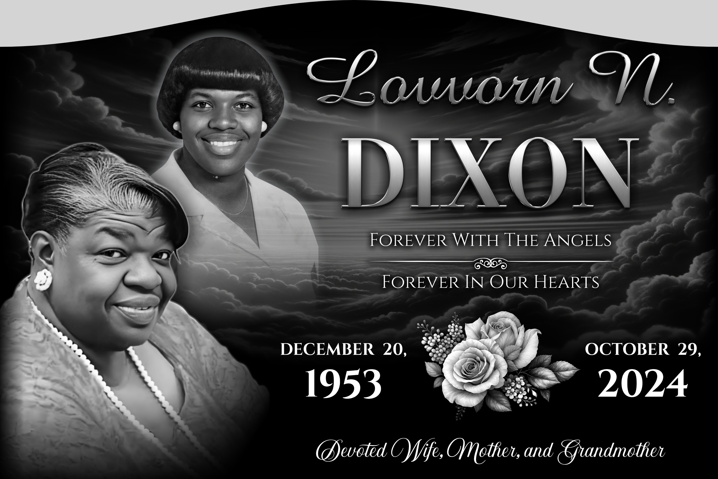 Flower Headstone Black Granite Slant Memorial Grave Marker