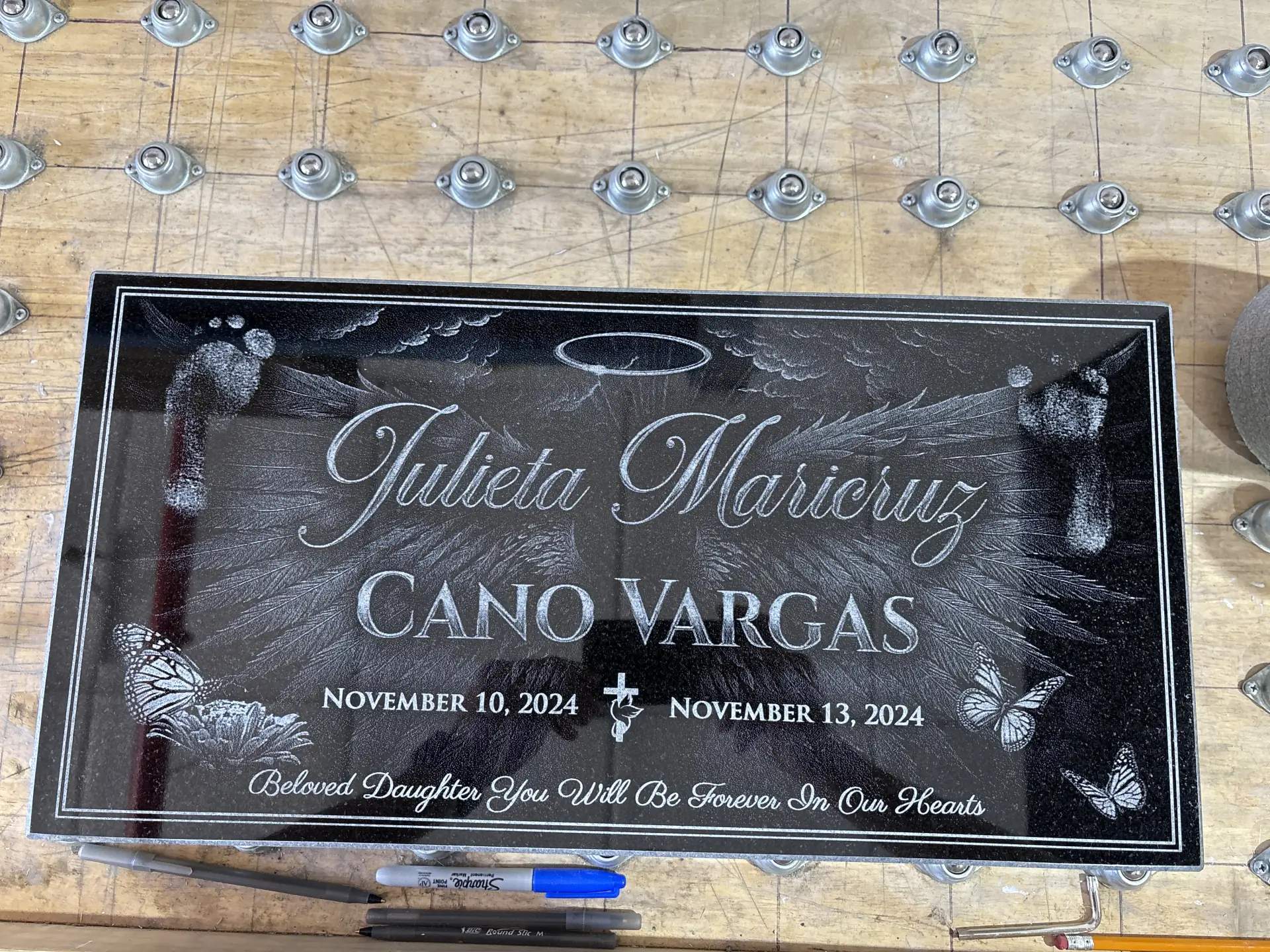 Infant Headstone Black Granite Flat Memorial Grave Marker