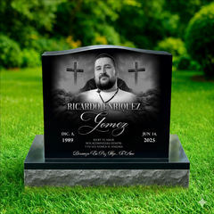 Cross Headstone Black Granite Upright Grave Monument